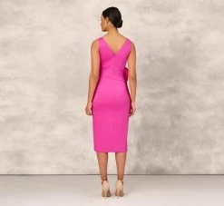 Shutter Pleat Satin Dress In Pink Flame 9 Shutter Pleat Satin Dress In Pink Flame -Adrianna Papell Shop MD1E207082 AR670 Regular Back