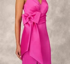 Shutter Pleat Satin Dress In Pink Flame 10 Shutter Pleat Satin Dress In Pink Flame -Adrianna Papell Shop MD1E207082 AR670 Regular Detail