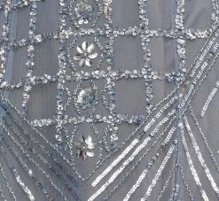 Beaded Ball Gown With Cape Sleeves In Vintage Blue -Adrianna Papell Shop MD1E207719 AC466 Regular Alternate