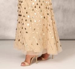 Sequin Beaded Mermaid Gown With Halter Neckline In Gold -Adrianna Papell Shop MD1E207723 AA038 Regular Lifestyle