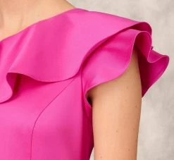 One Shoulder Mermaid Gown With Ruffle Details In Magenta -Adrianna Papell Shop MD1E207883 AA670 Regular Lifestyle