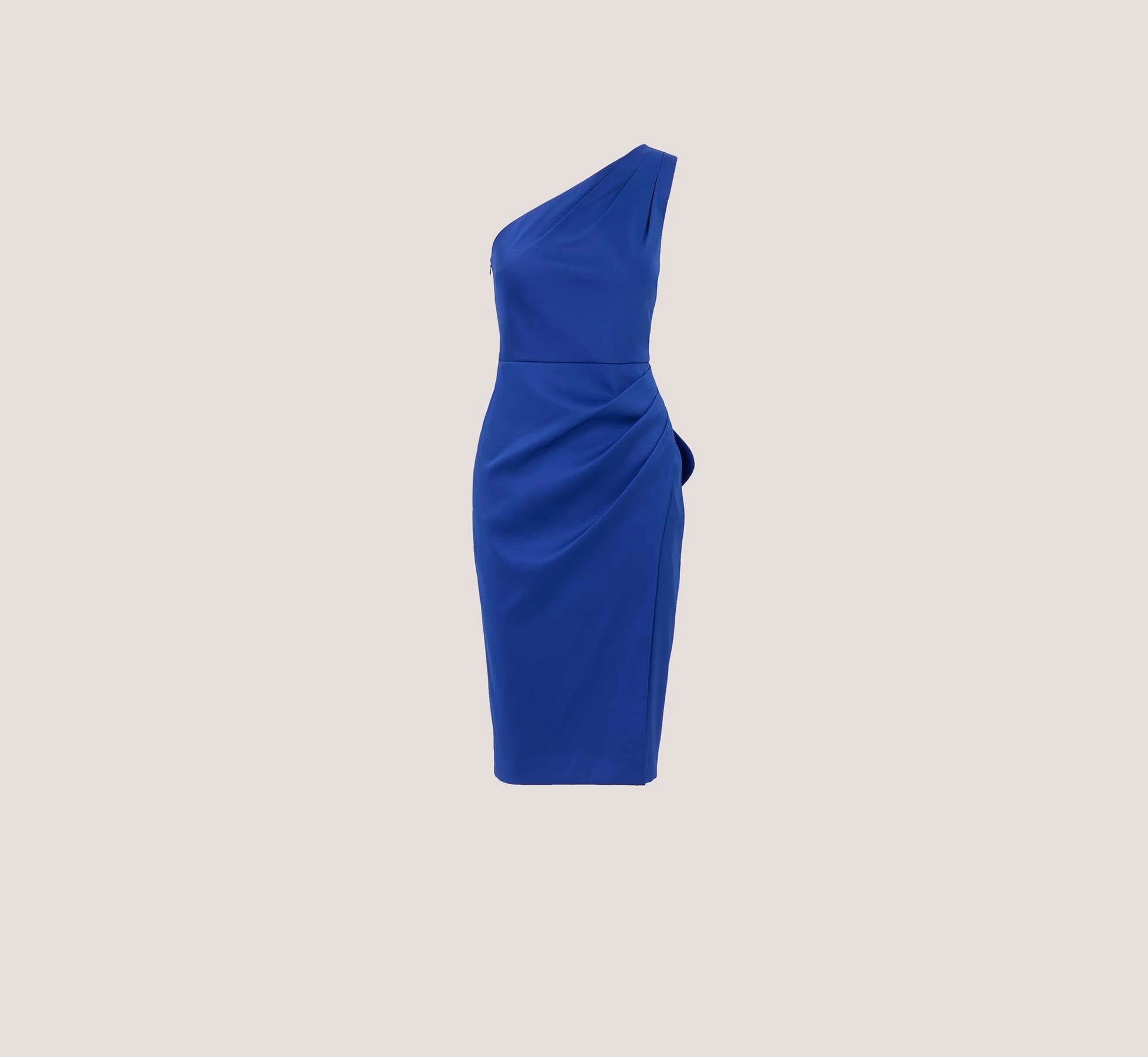 One Shoulder Crepe Cocktail Dress With Slit In Royal Sapphire 8 One Shoulder Crepe Cocktail Dress With Slit In Royal Sapphire - Image 8