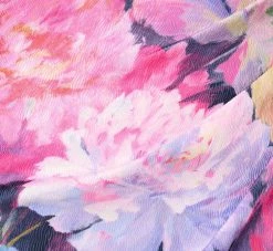 One Shoulder Draped Floral Gown With Thigh Slit In Navy Multi -Adrianna Papell Shop MD1E207918 AA980 Regular Alternate