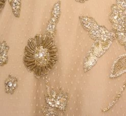 Floral Hand-Beaded Point D Sprit Mesh Illusion Gown In Light Gold -Adrianna Papell Shop MD1E207924 AA267 Regular Alternate