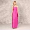 Strapless Mikado Gown With Pleated Bodice In Magenta