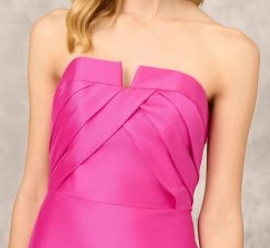 Strapless Mikado Gown With Pleated Bodice In Magenta -Adrianna Papell Shop MD1E208153 AA670 Regular Detail