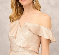 Asymmetrical Column Gown With Ruffle Details In Taupe -Adrianna Papell Shop MD1E208160 AA254 Regular Detail b8359df4 b72b 4f65 bf7c bc6379a41ea8