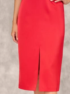 Crepe Back Satin Midi Dress With Flutter Sleeves In Chateau Red -Adrianna Papell Shop MD1E208607 AE613 Regular Lifestyle
