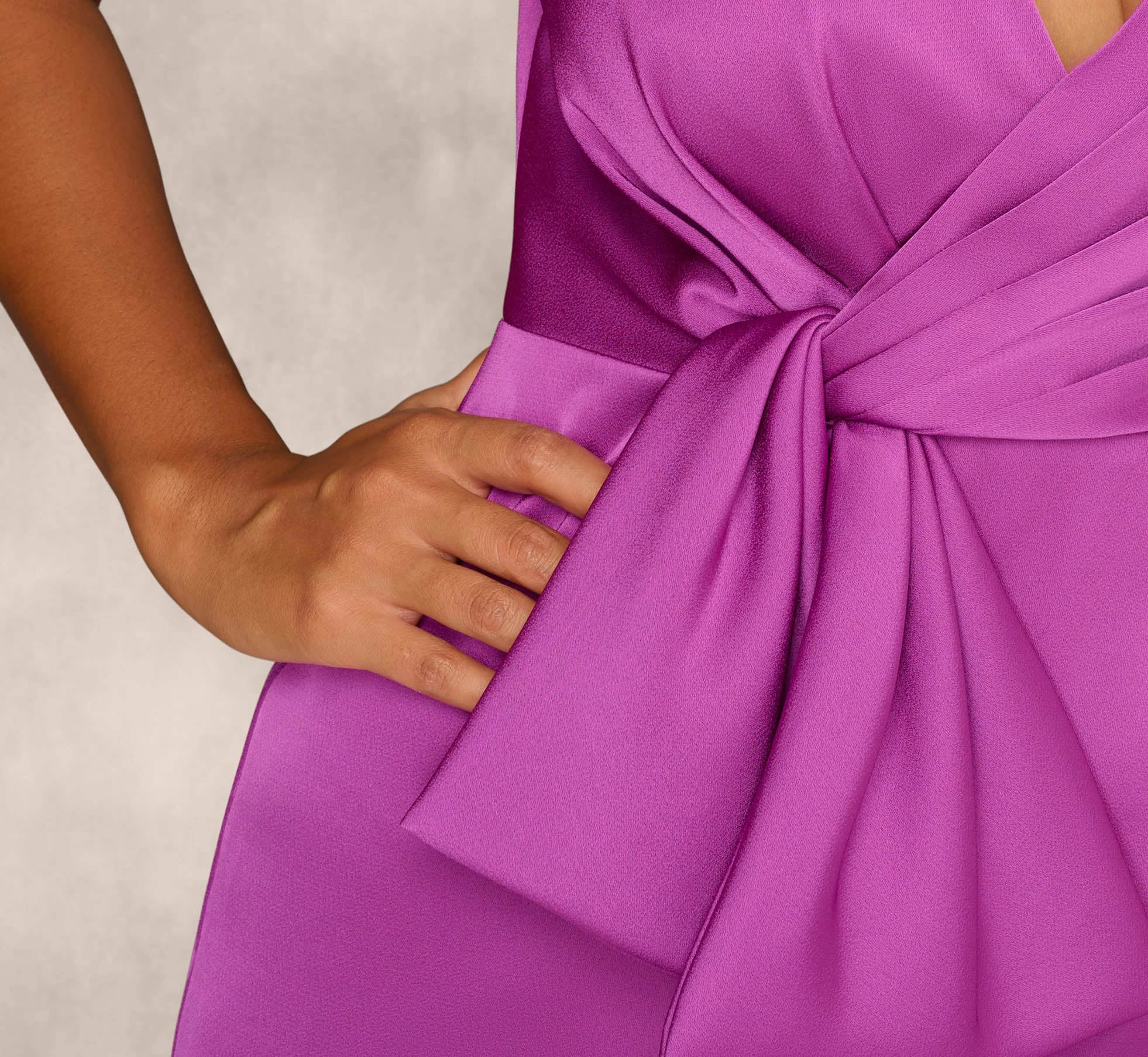 Sleeveless Satin Crepe Column Gown With Bow Waist In Wild Orchid 5 Sleeveless Satin Crepe Column Gown With Bow Waist In Wild Orchid - Image 5