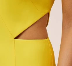 Stretch Crepe Long Halter Mermaid Dress With Cutouts In Lemon -Adrianna Papell Shop MN1E205112 AA733 Regular Alternate