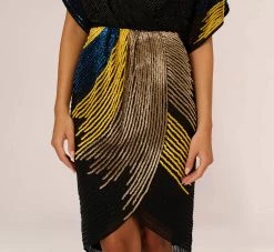 Beaded Faux Wrap Dress With Dolman Sleeves In Black Multi 10 Beaded Faux Wrap Dress With Dolman Sleeves In Black Multi -Adrianna Papell Shop MN1E206112 AA960 Regular Lifestyle