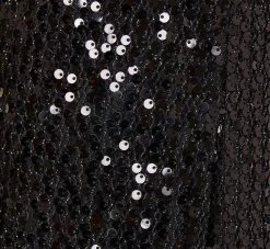 Sequined Trapeze Halter Dress With Feather Trim In Black -Adrianna Papell Shop MN1E206390 AA002 Regular Detaill