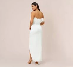 Strapless Gown With Draped Skirt In Ivory 8 Strapless Gown With Draped Skirt In Ivory -Adrianna Papell Shop MN1E206493 AC194 Regular Back