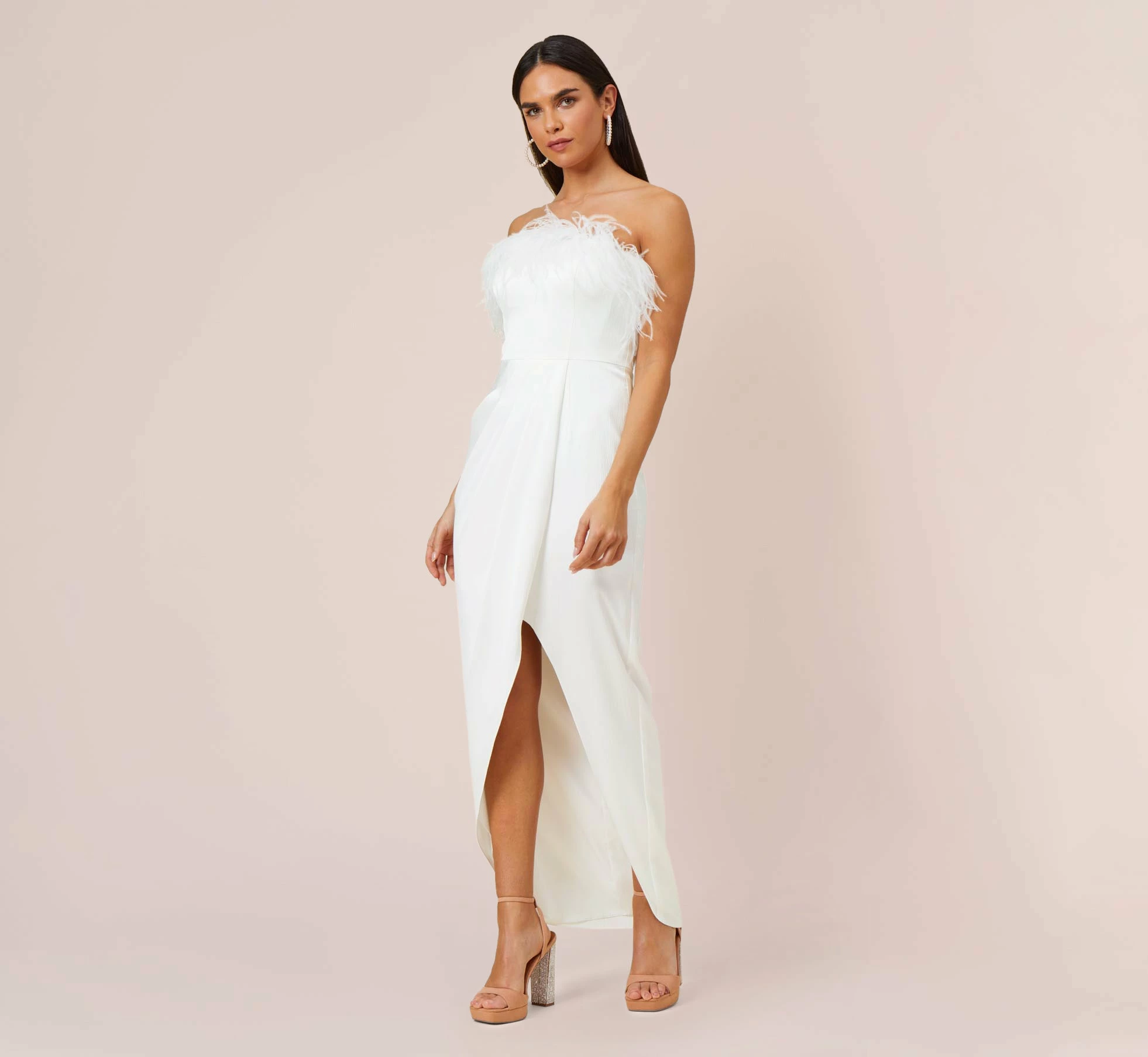 Strapless Gown With Draped Skirt In Ivory 1 Strapless Gown With Draped Skirt In Ivory