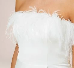 Strapless Gown With Draped Skirt In Ivory 9 Strapless Gown With Draped Skirt In Ivory -Adrianna Papell Shop MN1E206493 AC194 Regular Side