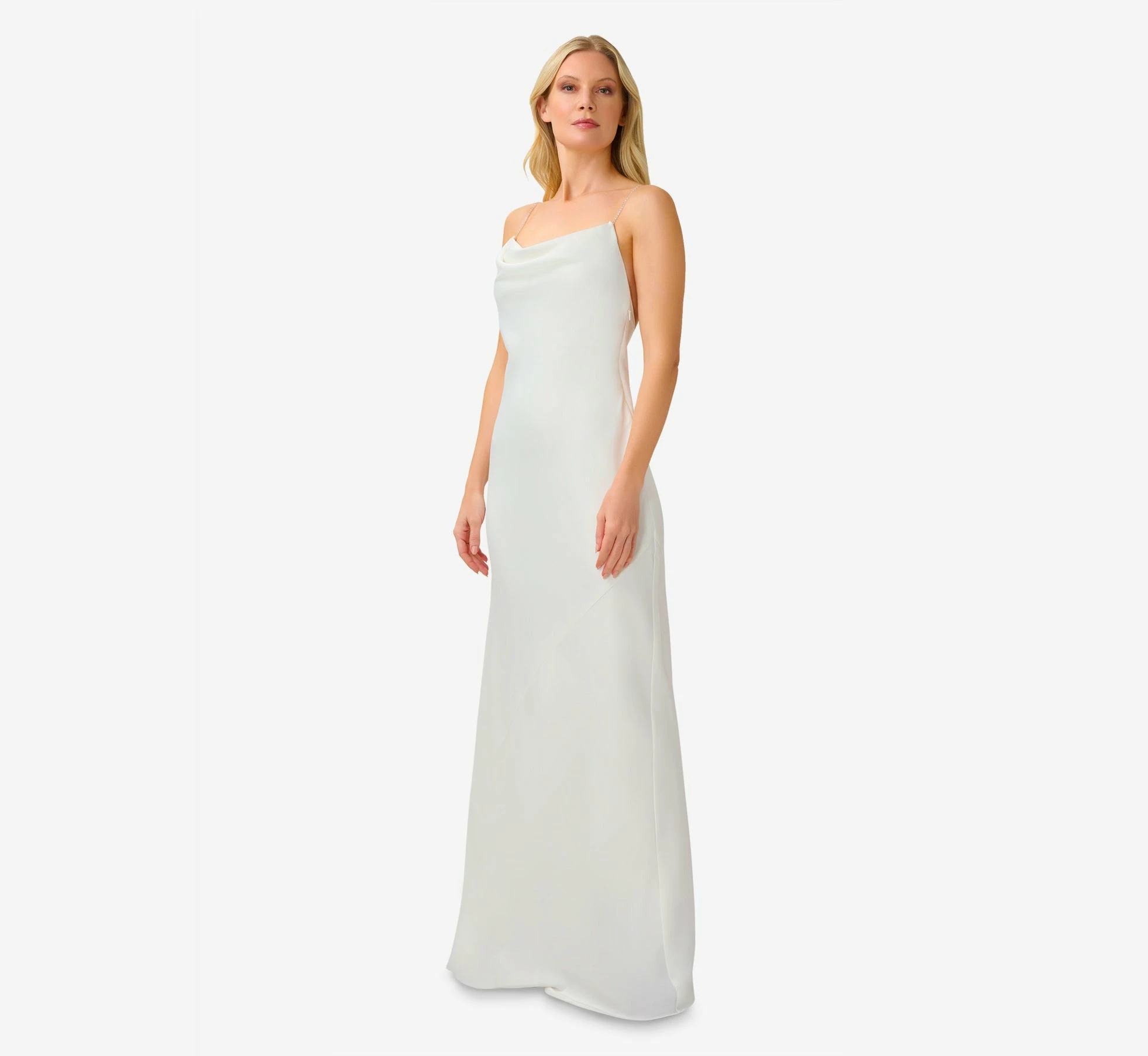 Satin Cowl Slip Gown In Ivory 3 Satin Cowl Slip Gown In Ivory - Image 3
