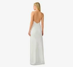 Satin Cowl Slip Gown In Ivory 6 Satin Cowl Slip Gown In Ivory -Adrianna Papell Shop MN1E206744 AC194 Regular Back