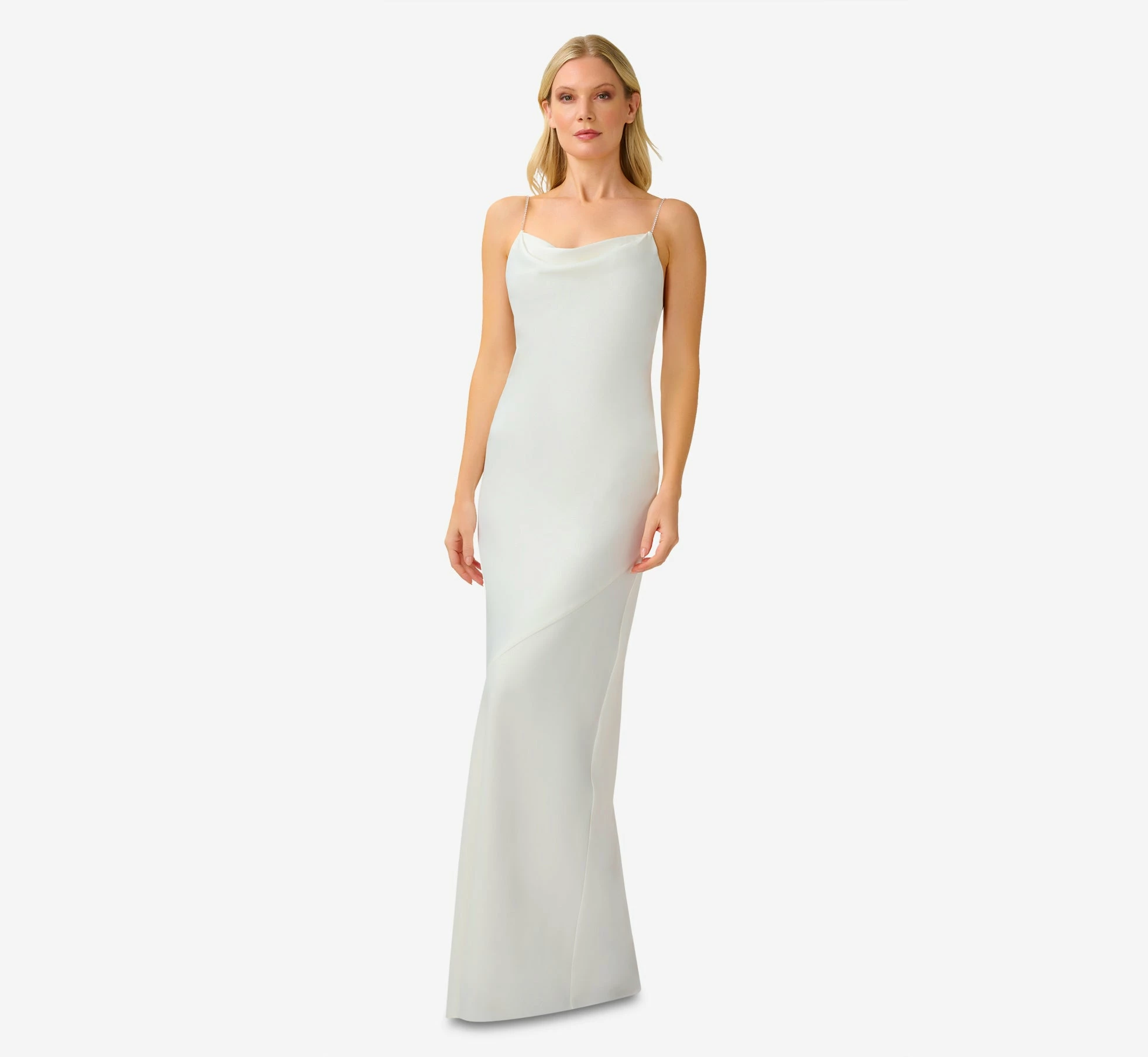 Satin Cowl Slip Gown In Ivory 1 Satin Cowl Slip Gown In Ivory