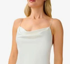 Satin Cowl Slip Gown In Ivory 8 Satin Cowl Slip Gown In Ivory -Adrianna Papell Shop MN1E206744 AC194 Regular Detail
