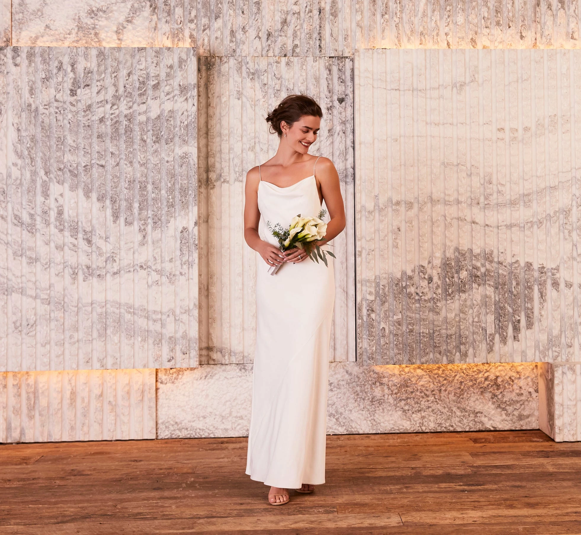 Satin Cowl Slip Gown In Ivory 5 Satin Cowl Slip Gown In Ivory - Image 5