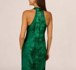 Metallic Chiffon Halter Gown In Green -Adrianna Papell Shop MN1E206963 AA310 Regular Lifestyle