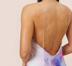 Watercolor Print Satin Gown In Purple Multi -Adrianna Papell Shop MN1E206966 AA592 Regular Alternate