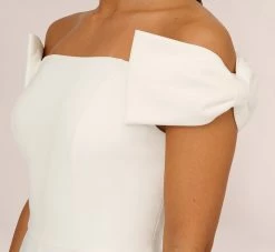 Off-The-Shoulder Jumpsuit With Bows In Ivory -Adrianna Papell Shop MN1E207121 AA194 Regular Detail