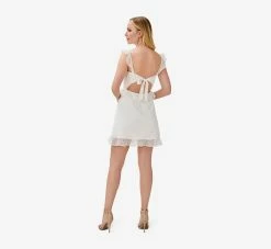 Lace Fit-And-Flare Short Cocktail Dress In Ivory 6 Lace Fit-And-Flare Short Cocktail Dress In Ivory -Adrianna Papell Shop MN1E207148 AC194 Regular Back