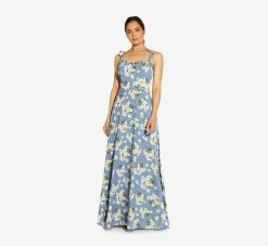 Floral-Printed Crepe Maxi Dress In Blue Multi
