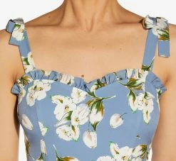 Floral-Printed Crepe Maxi Dress In Blue Multi -Adrianna Papell Shop MN1E207247 AA461 Regular Detail