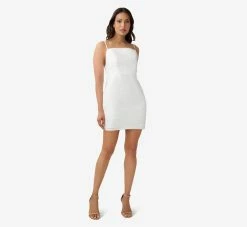 Sequined Sheath Short Cocktail Dress In Ivory -Adrianna Papell Shop MN1E207284 AC194 Regular Side
