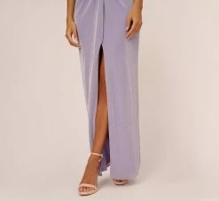 Lurex Knit Column Gown With Gathered Details In Lilac 10 Lurex Knit Column Gown With Gathered Details In Lilac -Adrianna Papell Shop MN1E207305 AA532 Regular Lifestyle