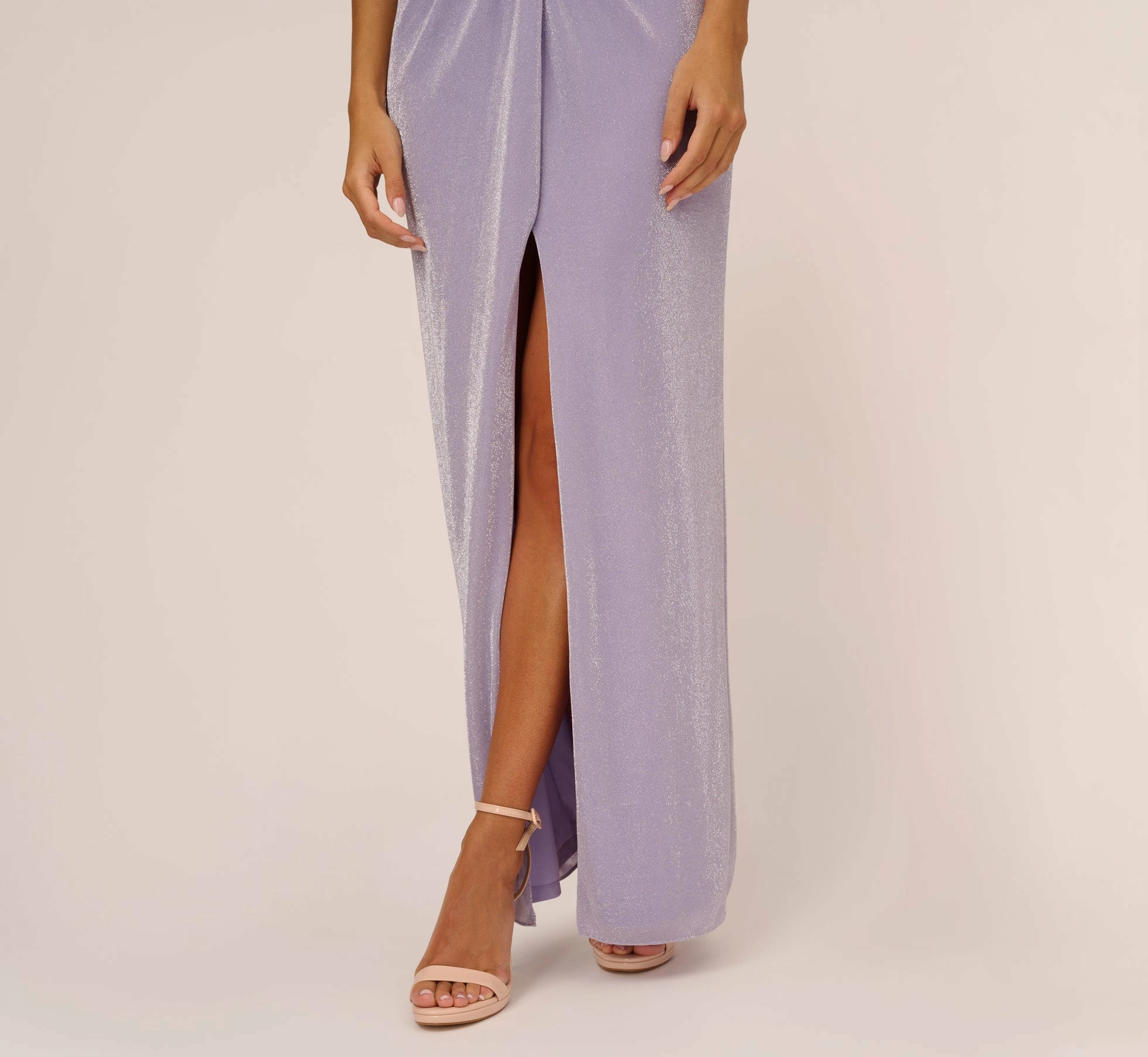 Lurex Knit Column Gown With Gathered Details In Lilac 5 Lurex Knit Column Gown With Gathered Details In Lilac - Image 5