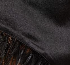 One-Shoulder Satin Dress With Feather Trim In Black -Adrianna Papell Shop MN1E207482 AA002 Regular Detail