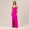 Stretch Crepe Long Column Gown With Sweetheart Neckline In Magenta
