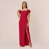 Stretch Crepe Off-The-Shoulder Long Column Gown With Bows In Matador Red