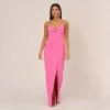 Cowl Neck Column Gown With Draped Details In Pink Parfait