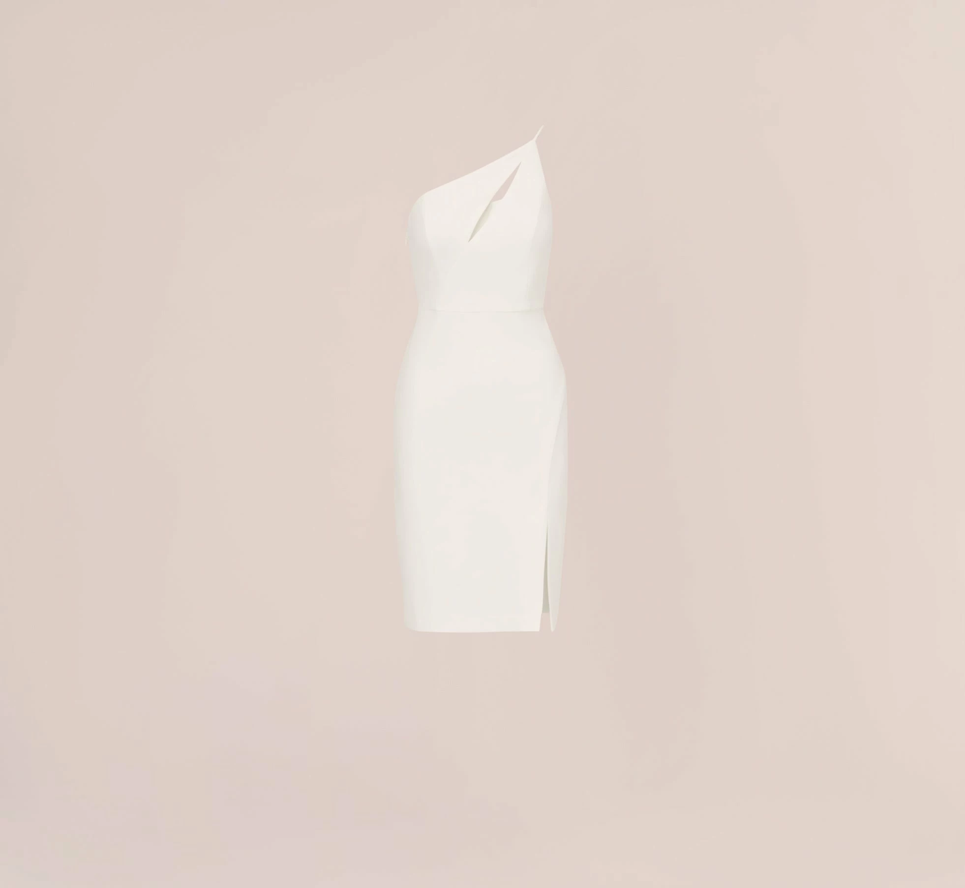 One Shoulder Crepe Dress With Cutout Neckline In Ivory 7 One Shoulder Crepe Dress With Cutout Neckline In Ivory - Image 7
