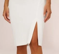 One Shoulder Crepe Dress With Cutout Neckline In Ivory 12 One Shoulder Crepe Dress With Cutout Neckline In Ivory -Adrianna Papell Shop MN1E208139 AA194 Regular Lifestyle