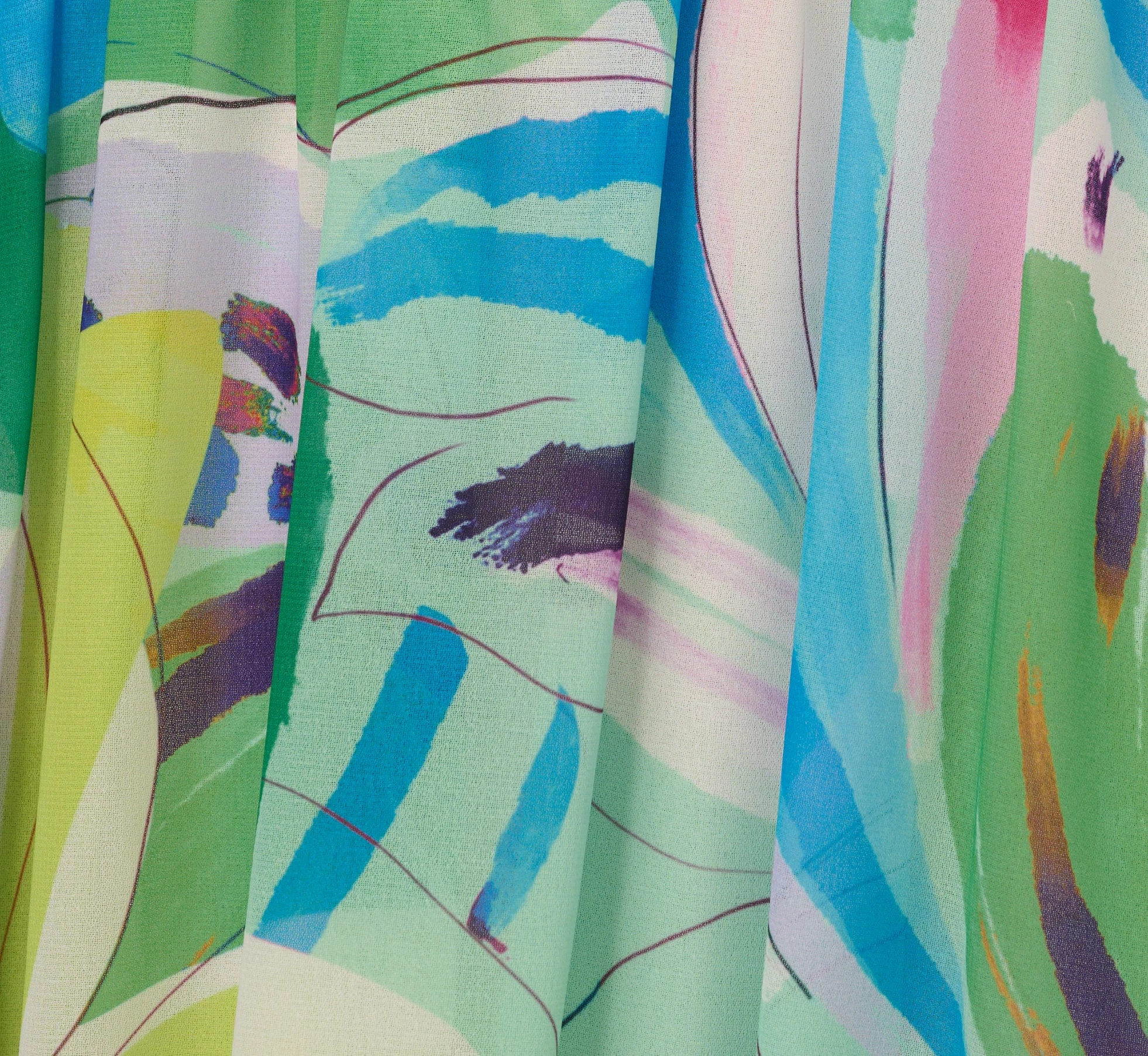 Tropical Printed Chiffon Dress With Wrap Details In Green Multi 6 Tropical Printed Chiffon Dress With Wrap Details In Green Multi - Image 6