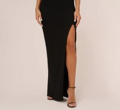 Knit Crepe Sleeveless Column Gown With Cutout Neckline In Black 10 Knit Crepe Sleeveless Column Gown With Cutout Neckline In Black -Adrianna Papell Shop MN1E208377 AA002 Regular Lifestyle