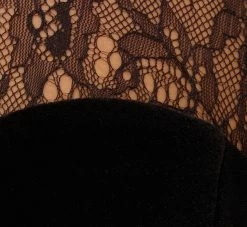 Long Sleeve Velvet Midi Dress With Sheer Lace Details In Black -Adrianna Papell Shop MN1E208385 AA002 Regular Alternate