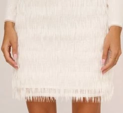 Metallic Knit Asymmetrical Sheath Dress With Ruffle Accent In Ivory -Adrianna Papell Shop MN1E208401 AA194 Regular Lifestyle