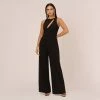 Knit Crepe Wide Leg Jumpsuit With Cutout Accent In Black