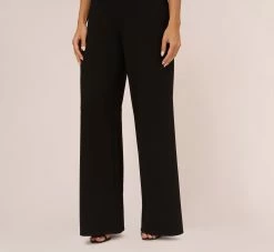 Knit Crepe Wide Leg Jumpsuit With Cutout Accent In Black 10 Knit Crepe Wide Leg Jumpsuit With Cutout Accent In Black -Adrianna Papell Shop MN1E208527 AA002 Regular Lifestyle