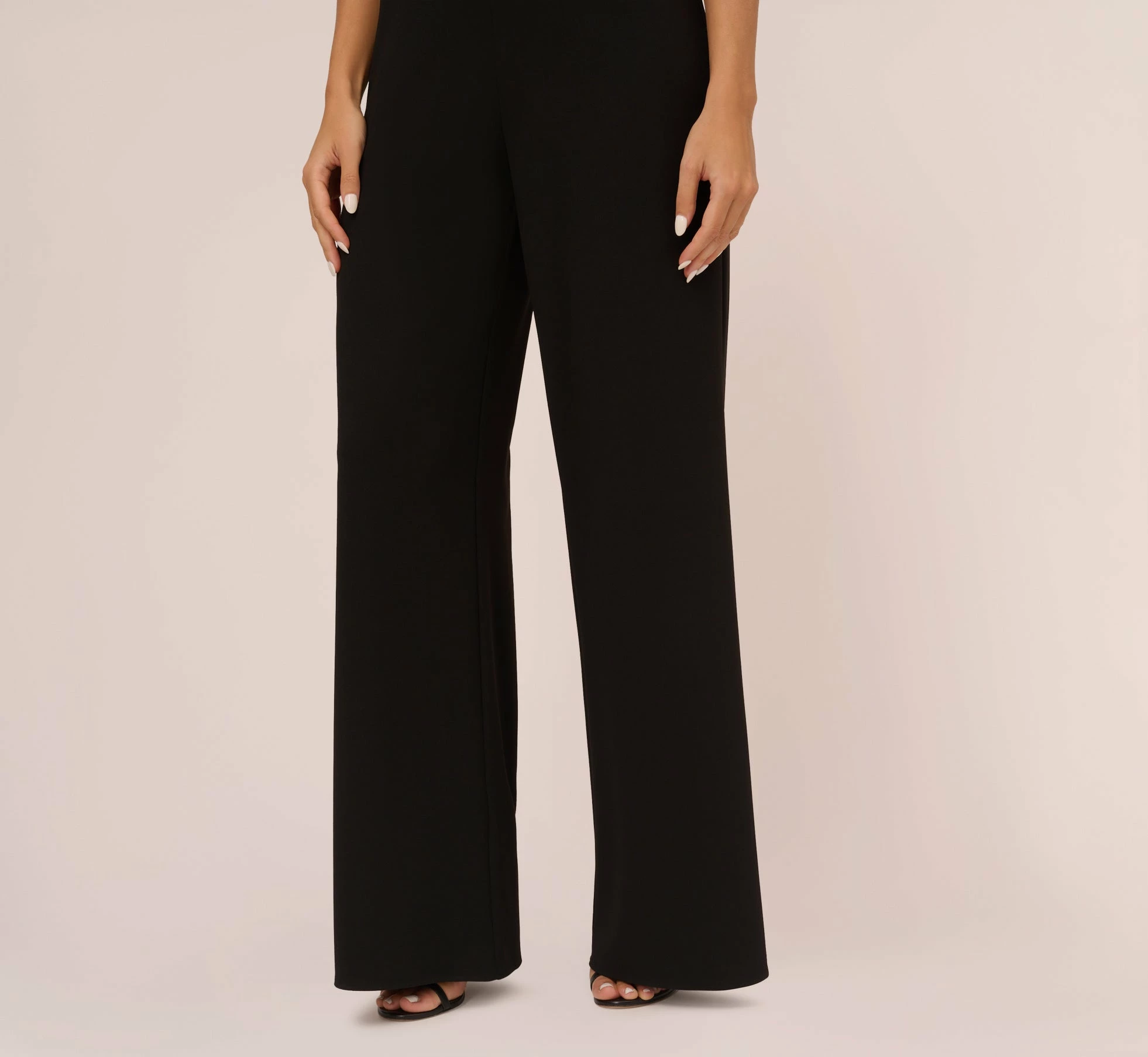 Knit Crepe Wide Leg Jumpsuit With Cutout Accent In Black 5 Knit Crepe Wide Leg Jumpsuit With Cutout Accent In Black - Image 5