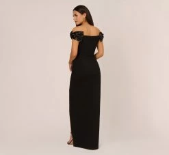 Stretch Crepe Off The Shoulder Gown With Sequin Bows In Black 9 Stretch Crepe Off The Shoulder Gown With Sequin Bows In Black -Adrianna Papell Shop MN1E208598 AA002 Regular Back 91ddfa4f 942f 4d4e 82cb bfc3e56fca2f