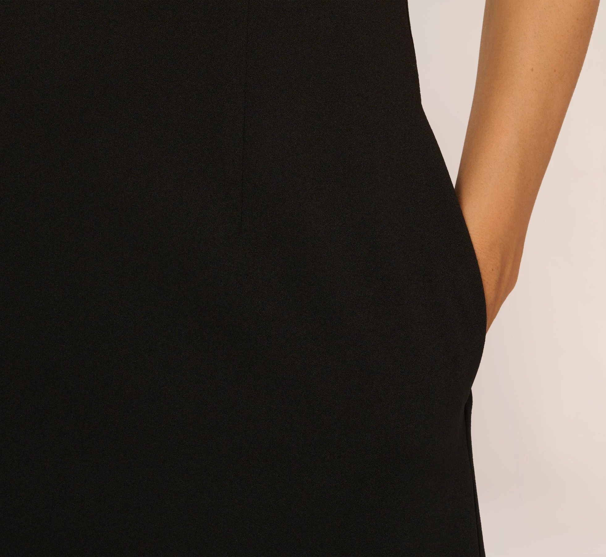 Sleeveless Crepe Mini Dress With Rhinestone Bow Accent In Black 5 Sleeveless Crepe Mini Dress With Rhinestone Bow Accent In Black - Image 5